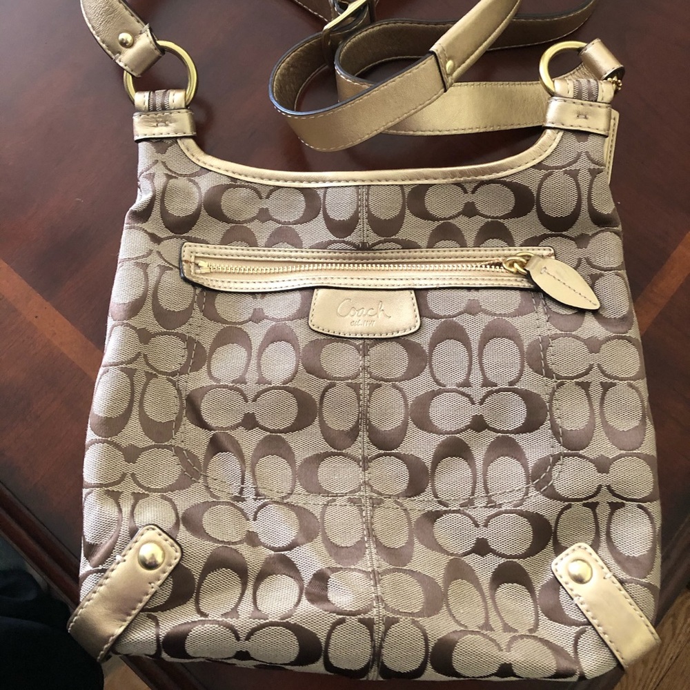Gold toned Coach shoulder bag